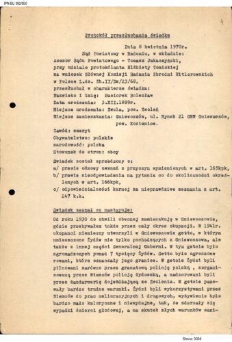 Protokół przesłuchania świadka Bolesława Paciorka z 8 kwietnia 1970 r., AIPN BU 392/650, k. 4 i 5