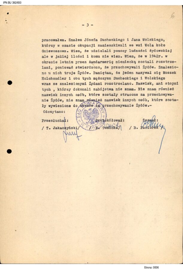 Protokół przesłuchania świadka Bolesława Paciorka z 8 kwietnia 1970 r., AIPN BU 392/650, k. 4 i 5